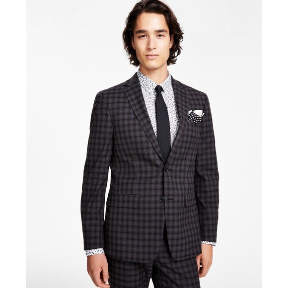 Bar III  Men's Slim-Fit Check Suit Jacket, Brown Check, 40L - Picture 1 of 1